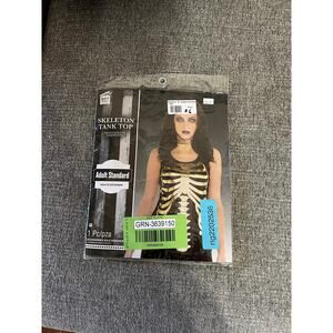 Black and Gold Skeleton Halloween Tank Top for Women, One Size